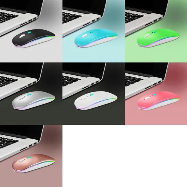 Alt view image 2 of 7 - Y20 4 Keys Colorful Glow Charging Mute Mouse Notebook Game Wireless Mouse, Colour: 2.4G + Bluetooth (Silver) 2.4G + Bluetooth (Silver)