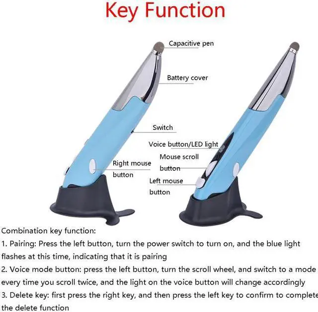 Alt view image 4 of 6 - PR-06S Voice Control AI Wis Mouse Handwriting Wireless Mouse (Blue) Black