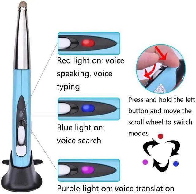 Alt view image 5 of 6 - PR-06S Voice Control AI Wis Mouse Handwriting Wireless Mouse (Blue) Black