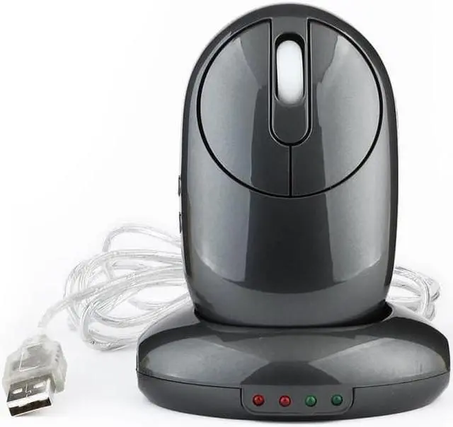 Alt view image 4 of 6 - MZ-012 2.4G 1200 DPI Wireless Rechargeable Optical Mouse with 3 Ports USB HUB / Charging Dock (Silver)