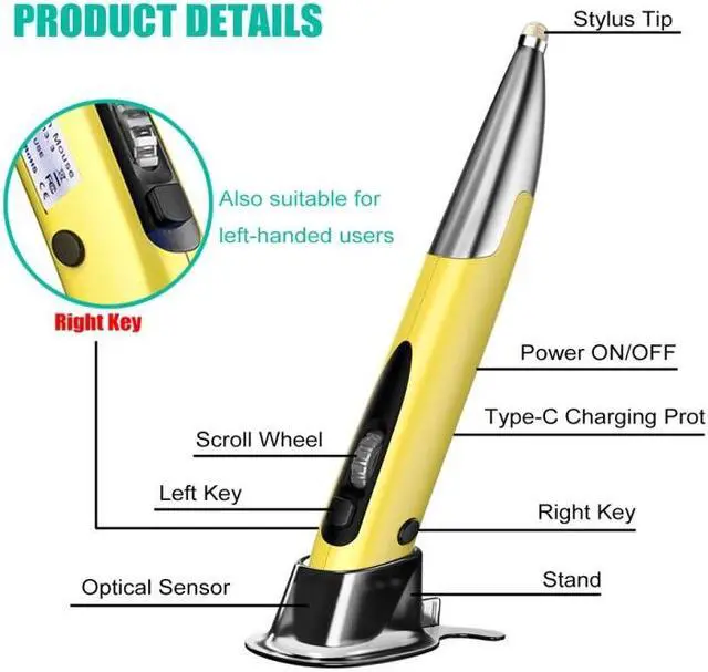 Alt view image 3 of 7 - PR-A18 2.4G Charge Mouse Pen Handwritten Glow Wireless Mouse Pen (Purple)