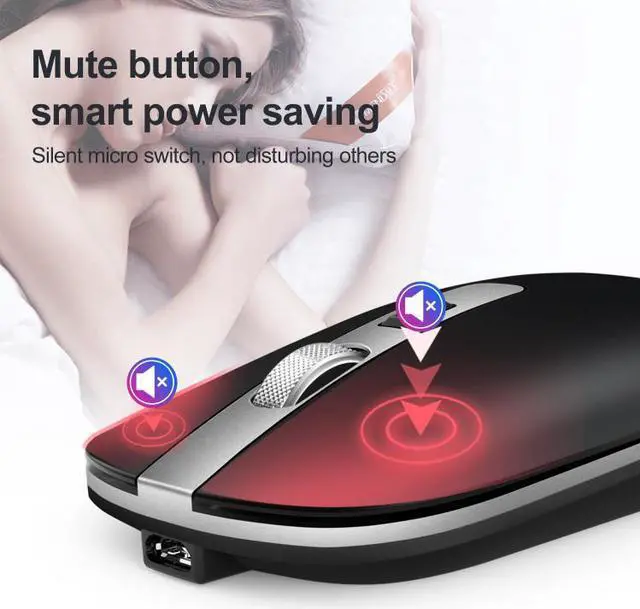 Alt view image 6 of 7 - HXSJ M30 Rechargeable Wireless Mouse Metal Wheel Mute 2.4G Office Mouse 500 mAh Built-in Battery (Grey)