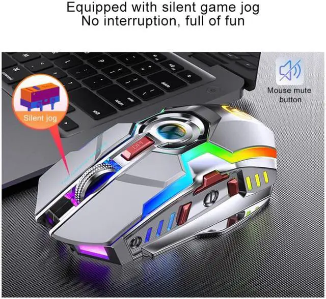 Alt view image 3 of 7 - YINDIAO A5 2.4GHz 1600DPI 3-modes Adjustable Rechargeable RGB Light Wireless Silent Gaming Mouse (Grey)