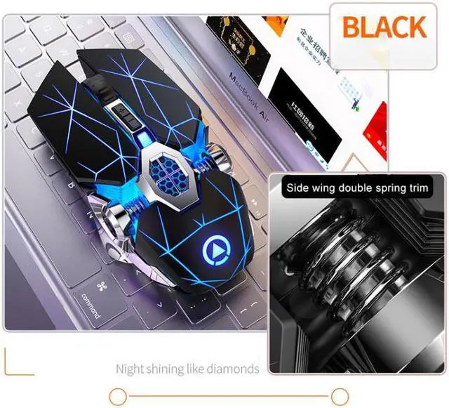 Alt view image 3 of 4 - YINDIAO A7 2.4GHz 1600DPI 3-modes Adjustable 7-keys Rechargeable RGB Light Wireless Silent Gaming Mouse (Black)