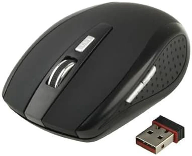 Main image of 2.4 GHz 800~1600 DPI Wireless 6D Optical Mouse with USB Mini Receiver, Plug and Play, Working Distance up to 10 Meters (Black)