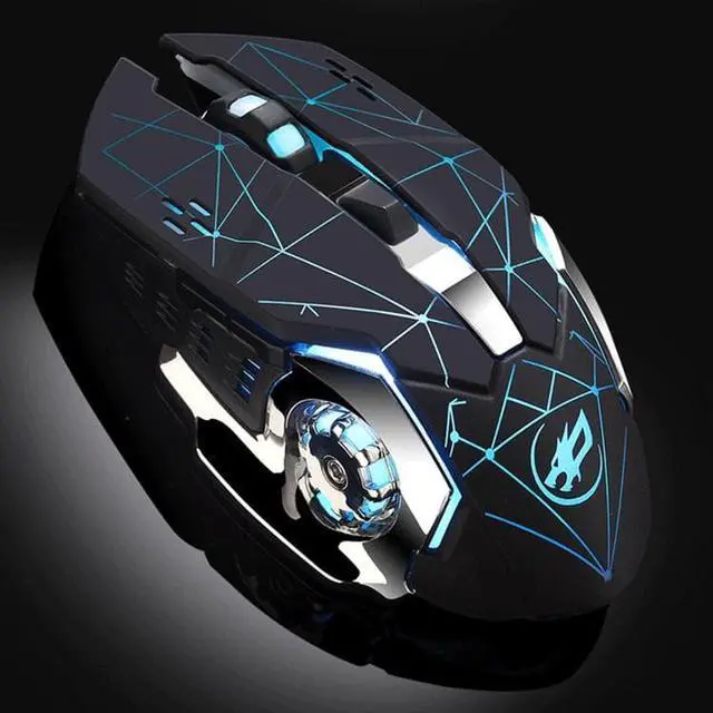 Main image of WARWOLF  Q8 Wireless Rechargeable Mouse Glowing Gaming Mouse (Black)