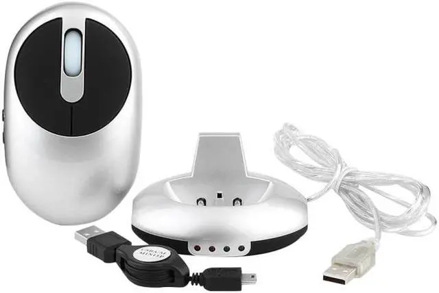 Main image of MZ-012 2.4G 1200 DPI Wireless Rechargeable Optical Mouse with 3 Ports USB HUB / Charging Dock (Silver)