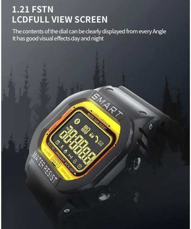 Alt view image 4 of 7 - Lokmat MK22 1.21 inch FSTN LCD Screen 50m Waterproof Smart Watch, Support Information Reminder / Remote Camera / Sport Record (Orange)