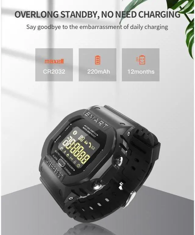 Alt view image 6 of 7 - Lokmat MK22 1.21 inch FSTN LCD Screen 50m Waterproof Smart Watch, Support Information Reminder / Remote Camera / Sport Record (Orange)