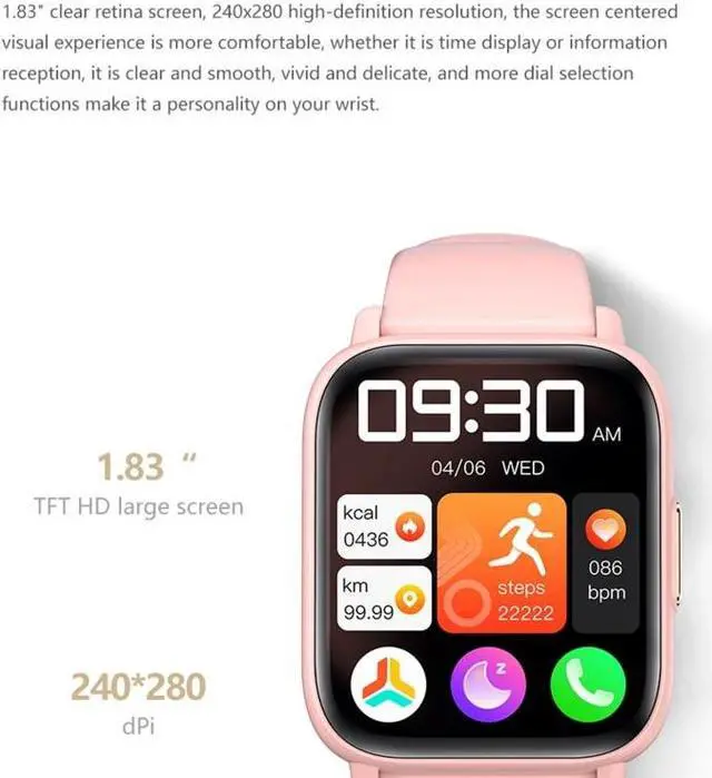 Alt view image 5 of 7 - DM60+ 1.83 inch BT5.2 Smart Sport Watch, Support Bluetooth Call / Sleep / Blood Sugar / Blood Oxygen / Temperature / Heart Rate / Blood Pressure Health Monitor (White)