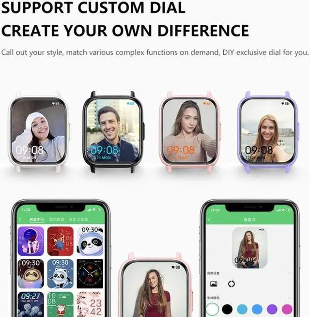 Alt view image 6 of 7 - DM60+ 1.83 inch BT5.2 Smart Sport Watch, Support Bluetooth Call / Sleep / Blood Sugar / Blood Oxygen / Temperature / Heart Rate / Blood Pressure Health Monitor (White)