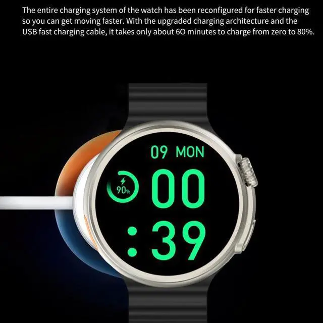 Alt view image 6 of 7 - Z78 Ultra 1.52 inch Round Screen HD Smart Watch Supports Heart Rate/Blood Oxygen Monitoring (Black)