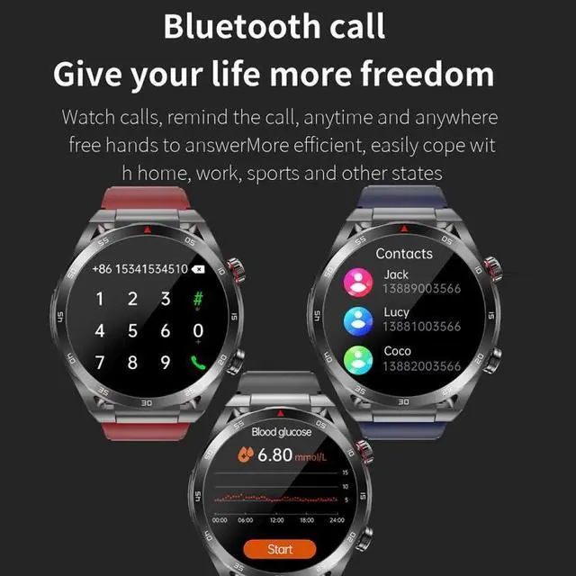 Alt view image 3 of 7 - ET450 1.39 inch IP67 Waterproof Silicone Band Smart Watch, Support ECG / Non-invasive Blood Glucose Measurement ET450 (Blue) (Blue) Black