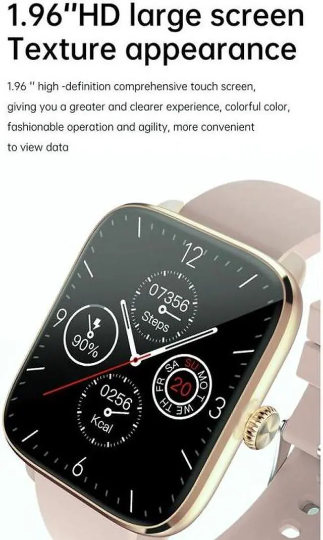 Alt view image 2 of 7 - T20 1.96 inch IP67 Waterproof Silicone Band Smart Watch, Supports Dual-mode Bluetooth Call / Heart Rate Monitoring (Pink)