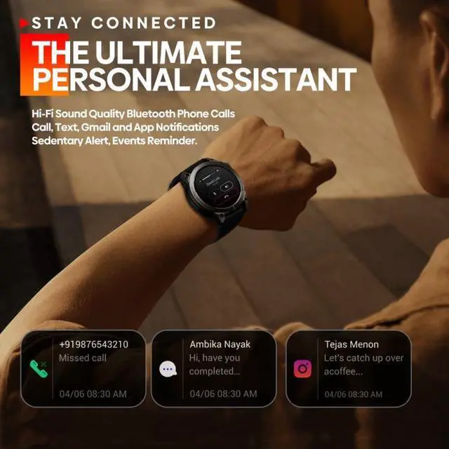 Alt view image 7 of 7 - Zeblaze Stratos 3 1.43 inch AMOLED Screen IP68 Waterproof Smart Watch, Support Bluetooth Call / GPS (Black)