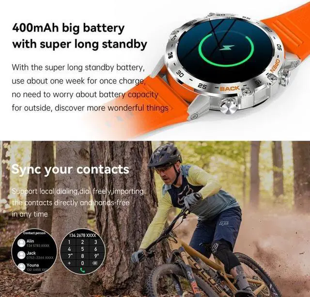 Alt view image 6 of 7 - K52 1.39inch BT5.0 Smart Watch Support Heart Rate/ Sleep Detection (Black)