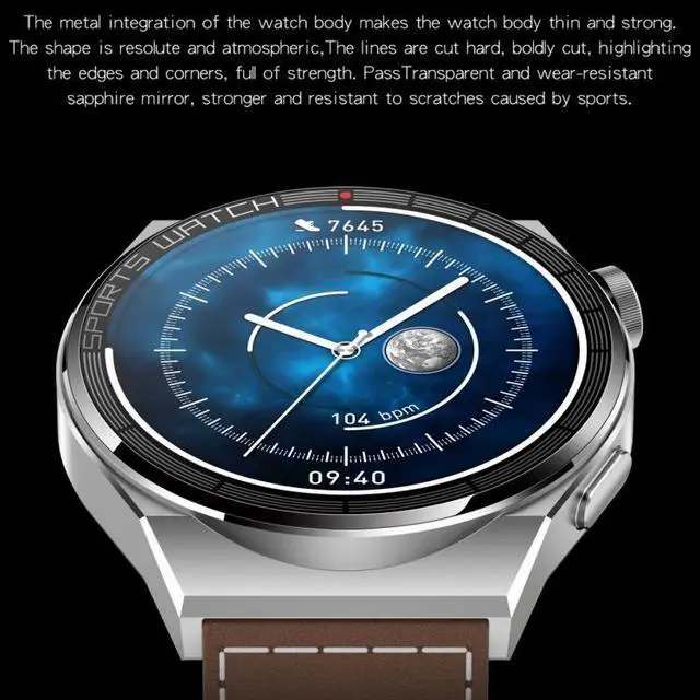 Alt view image 3 of 7 - KT62 1.36 inch TFT Round Screen Smart Watch Supports Bluetooth Call/Blood Oxygen Monitoring Leather Strap (Silver)