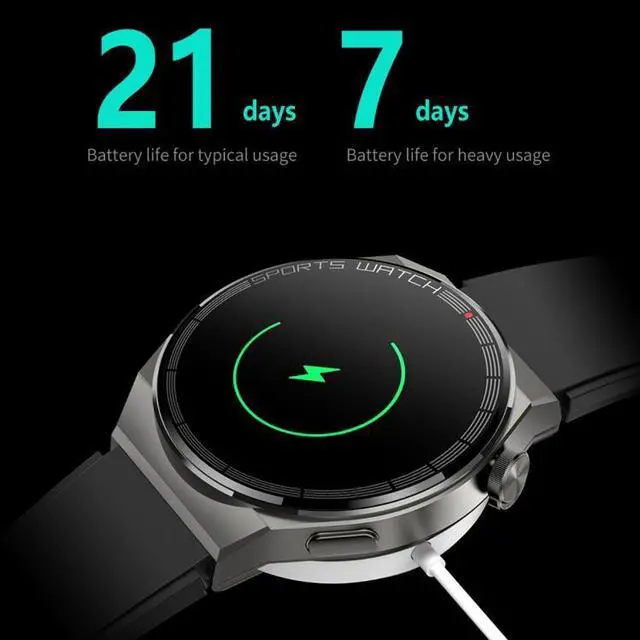 Alt view image 6 of 7 - KT62 1.36 inch TFT Round Screen Smart Watch Supports Bluetooth Call/Blood Oxygen Monitoring Leather Strap (Silver)