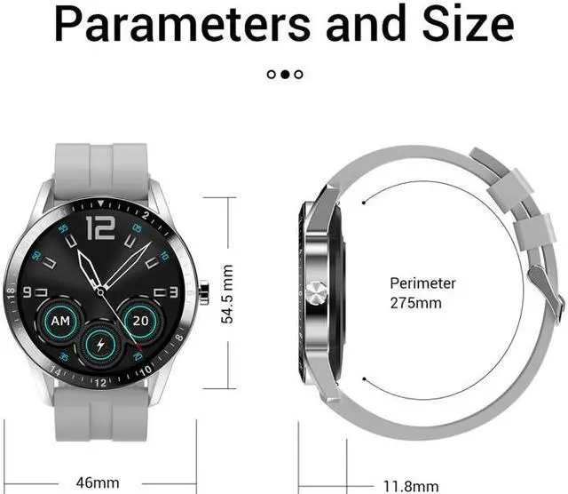 Alt view image 2 of 7 - G20 1.3 inch IPS Color Screen IP67 Waterproof Smart Watch, Support Blood Oxygen Monitoring / Sleep Monitoring / Heart Rate Monitoring, Style: Silicone Strap(Grey) (Grey)