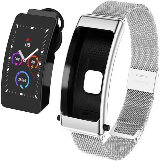 Main image of K50 1.08 inch Steel Band Earphone Detachable IP67 Waterproof Smart Watch Support Bluetooth Call Steel Band (Silver)
