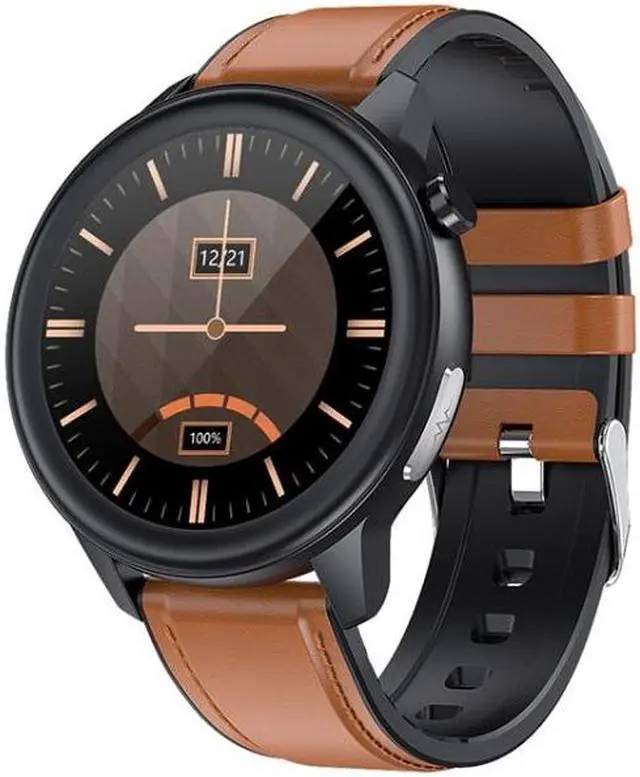 Main image of LOANIY E80 1.3 Inch Heart Rate Detection Smart Watch, Color: Brown Leather Brown Leather