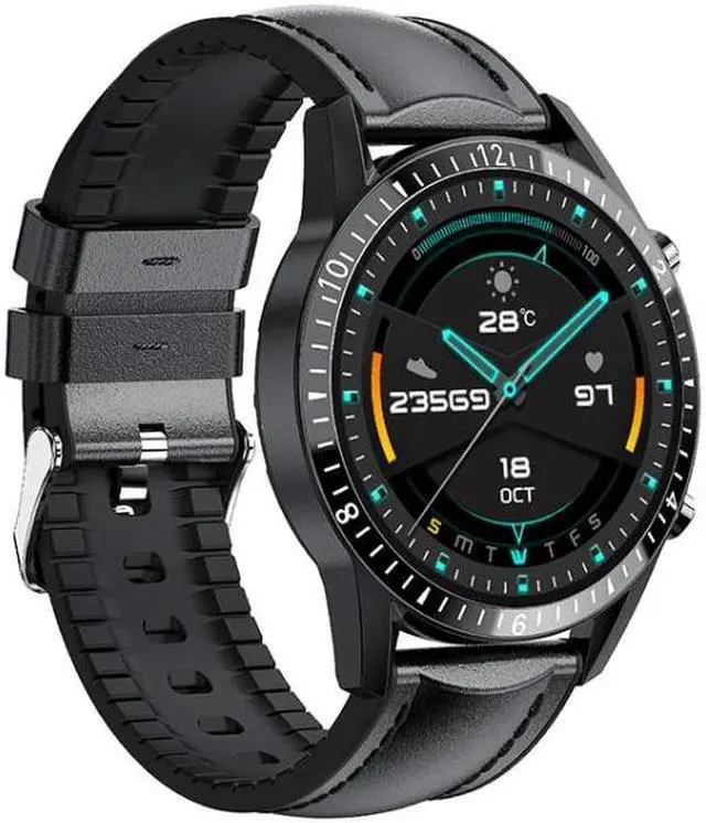 Main image of I9 1.3 Inch Heart Rate/Blood Pressure/Blood Oxygen Monitoring Watch, Color: Black Leather, Size:Black Leather