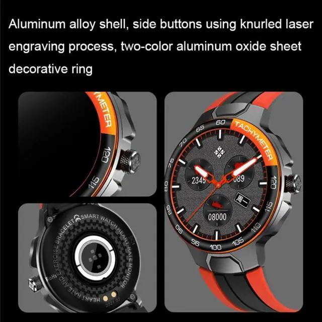 Alt view image 3 of 7 - Wearkey E15 1.28 Inch Smart Heart Rate Monitoring Touch Screen Watch (Orange)