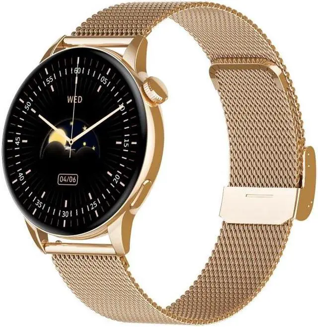 Main image of HD1 1.3 Inch AMOLED Screen Smart Watch with NFC Function (Gold Steel+Silicone Strap)