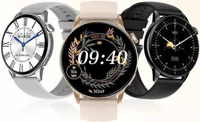 Alt view image 2 of 7 - HD1 1.3 Inch AMOLED Screen Smart Watch with NFC Function (Black Steell+Silicone Strap)