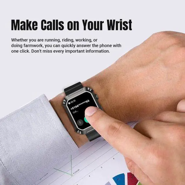 Alt view image 5 of 7 - Tank S2 1.83 inch IPS Screen Smart Watch, Support Bluetooth Calling / Blood Pressure / Sleep Monitoring S2 (Blue) (Blue) Black