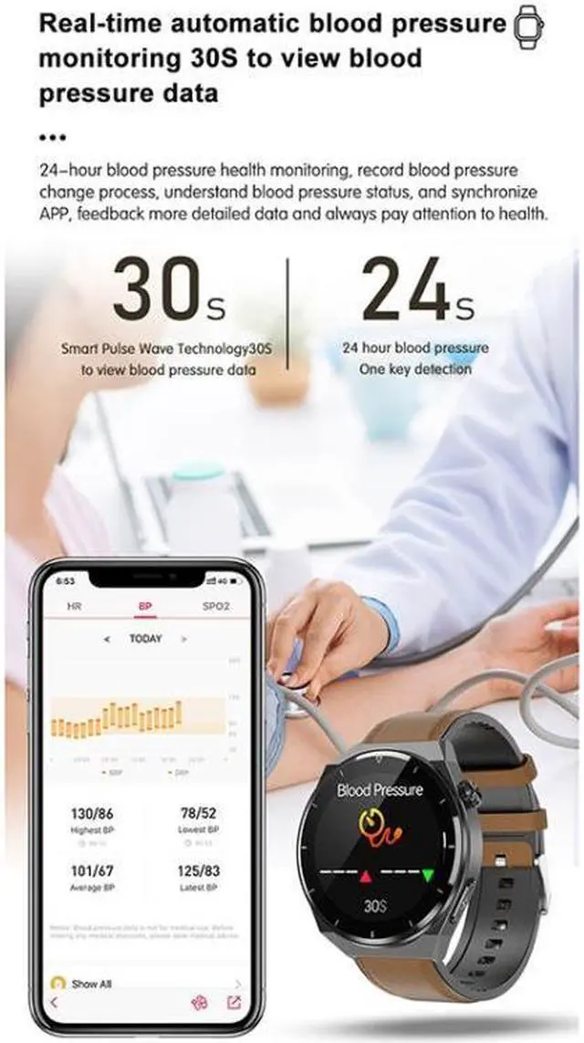 Alt view image 2 of 7 - TK20 1.39 inch Silicone Band Smart Watch Supports ECG / Remote Families Care / Body Temperature Monitoring Silicone Band (Blue) (Blue) Black