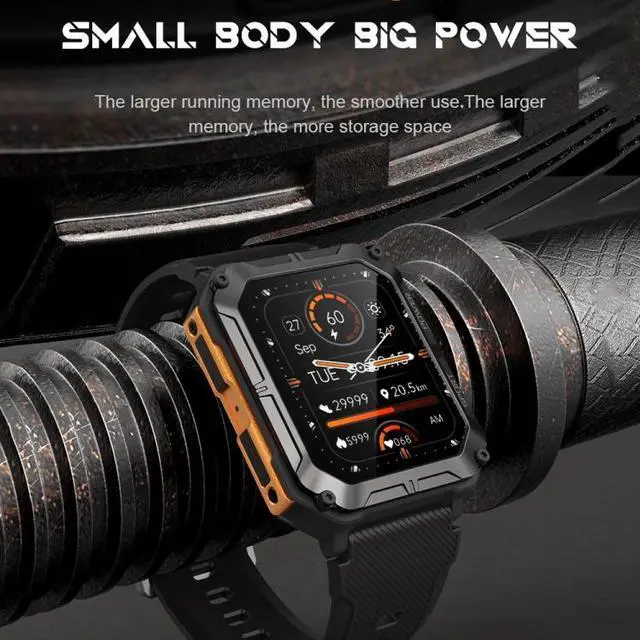 Alt view image 6 of 7 - C20 Pro 1.83 Inch IP68 Waterproof Bluetooth Call Three-Proof Smart Sports Watch (Orange)