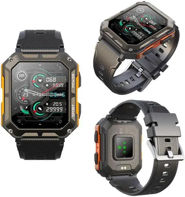 Alt view image 4 of 7 - C20 Pro 1.83 Inch IP68 Waterproof Bluetooth Call Three-Proof Smart Sports Watch (Orange)