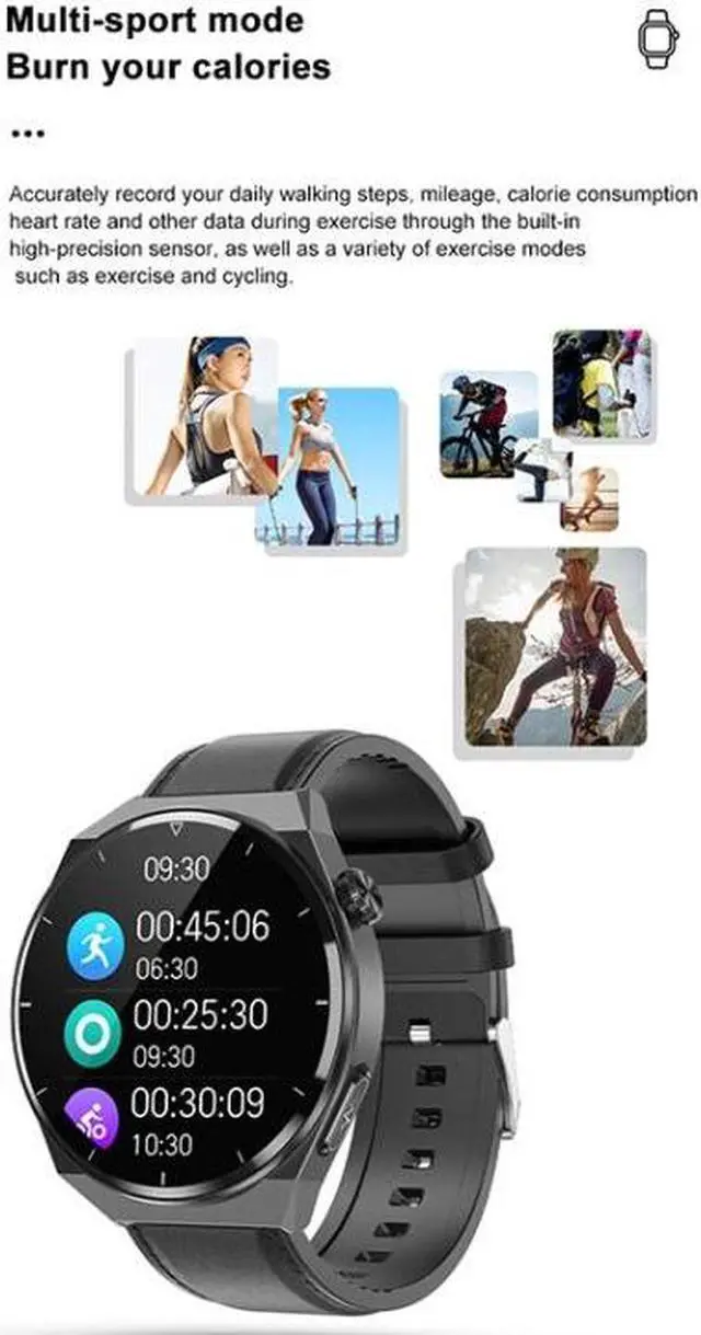 Alt view image 4 of 7 - TK20 1.39 inch Silicone Band Smart Watch Supports ECG / Remote Families Care / Body Temperature Monitoring Silicone Band (Blue) (Blue) Black