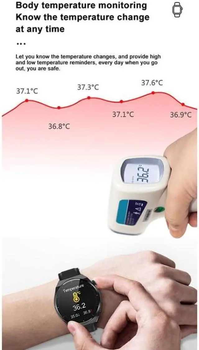 Alt view image 5 of 7 - TK20 1.39 inch Silicone Band Smart Watch Supports ECG / Remote Families Care / Body Temperature Monitoring Silicone Band (Blue) (Blue) Black