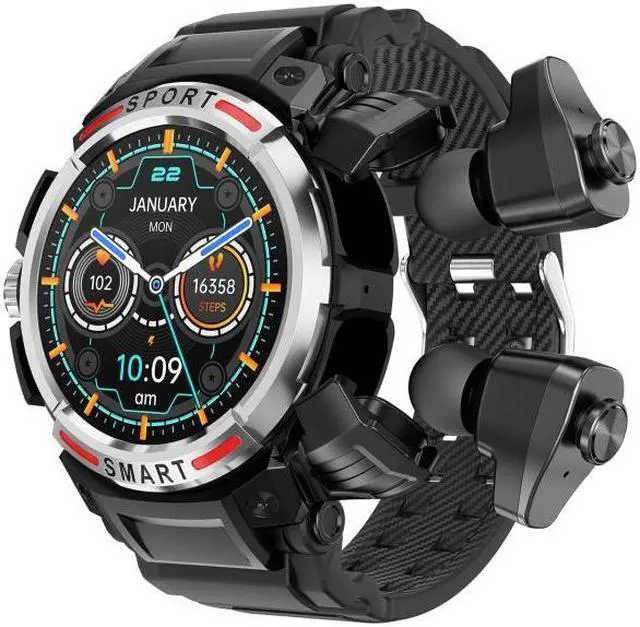 Main image of GT100 1.39 inch TFT Screen 2 in 1 Bluetooth Headset Smart Watch, Support Blood Oxygen Monitoring/Bluetooth Music (Silver)