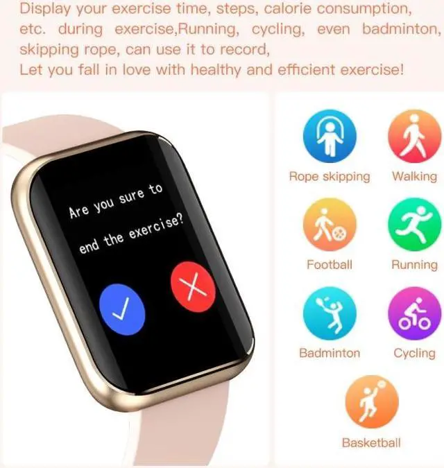 Alt view image 3 of 7 - GX08 1.69 Inch Square Screen Smart Watch Supports Heart Rate Detection, Blood Pressure Detection, Blood Oxygen Detection (Black)