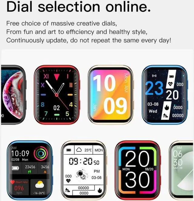 Alt view image 4 of 7 - GX08 1.69 Inch Square Screen Smart Watch Supports Heart Rate Detection, Blood Pressure Detection, Blood Oxygen Detection (Black)