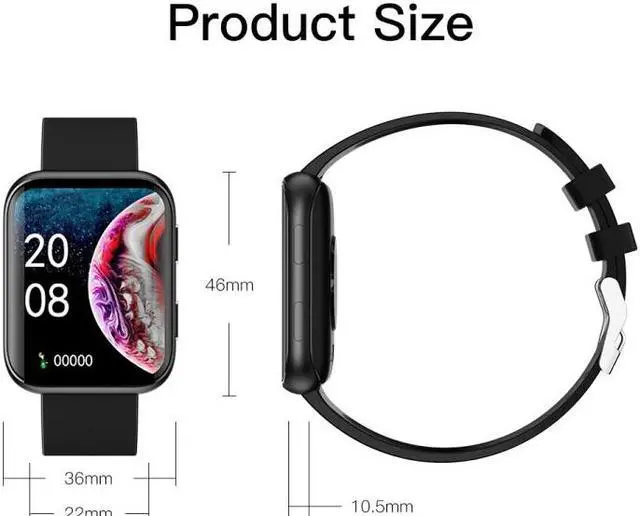 Alt view image 5 of 7 - GX08 1.69 Inch Square Screen Smart Watch Supports Heart Rate Detection, Blood Pressure Detection, Blood Oxygen Detection (Black)