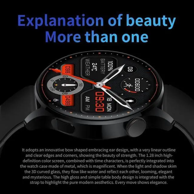 Alt view image 4 of 6 - UM93Pro 1.28 Inch Heart Rate/Blood Oxygen Monitoring Bluetooth Calling Watch With NFC Function (Silver Silicone)