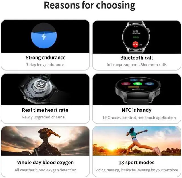 Alt view image 3 of 6 - UM93Pro 1.28 Inch Heart Rate/Blood Oxygen Monitoring Bluetooth Calling Watch With NFC Function (Silver Silicone)