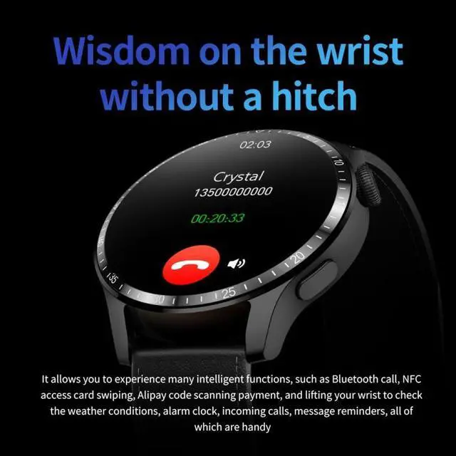 Alt view image 6 of 6 - UM93Pro 1.28 Inch Heart Rate/Blood Oxygen Monitoring Bluetooth Calling Watch With NFC Function (Silver Silicone)