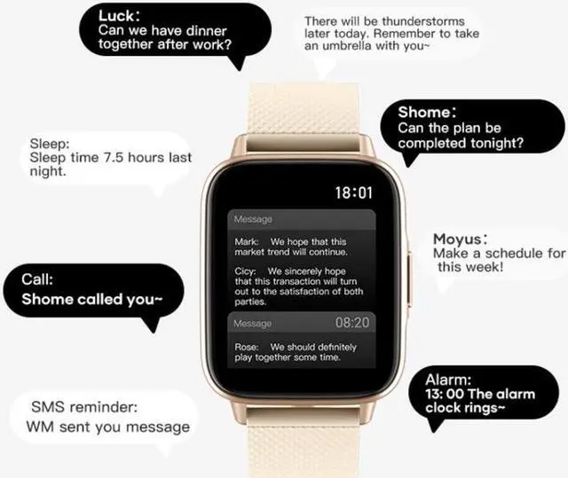 Alt view image 3 of 7 - FW02 1.7 Inch Square Screen Silicone Strap Smart Health Watch Supports Heart Rate, Blood Oxygen Monitoring (Black)