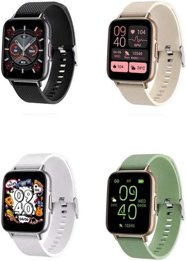 Alt view image 6 of 7 - FW02 1.7 Inch Square Screen Silicone Strap Smart Health Watch Supports Heart Rate, Blood Oxygen Monitoring (Black)