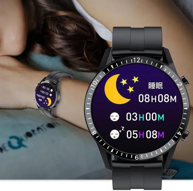 Alt view image 7 of 7 - I9 1.3 Inch Heart Rate/Blood Pressure/Blood Oxygen Monitoring Watch, Color: Brown Leather, Size:Brown Leather