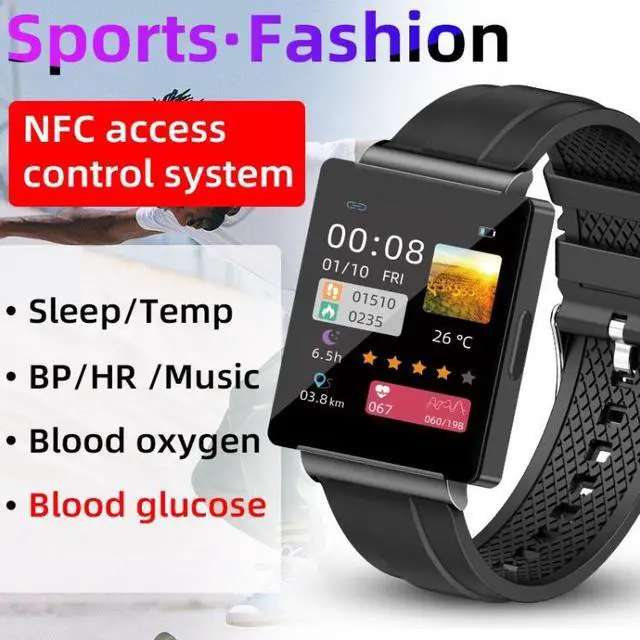 Alt view image 4 of 7 - KS01 1.85 Inch Smart Watch Supports Blood Glucose Detection, Blood Pressure Detection, Blood Oxygen Detection KS01 (Black)