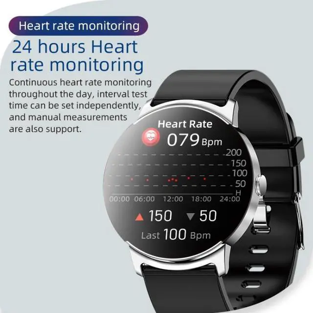 Alt view image 6 of 7 - KS02 1.32 Inch Smart Watch Supports Blood Glucose Detection, Blood Pressure Detection, Blood Oxygen Detection (Silver+White)