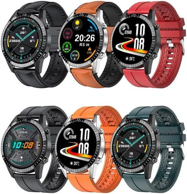 Alt view image 2 of 7 - I9 1.3 Inch Heart Rate/Blood Pressure/Blood Oxygen Monitoring Watch, Color: Brown Leather, Size:Brown Leather