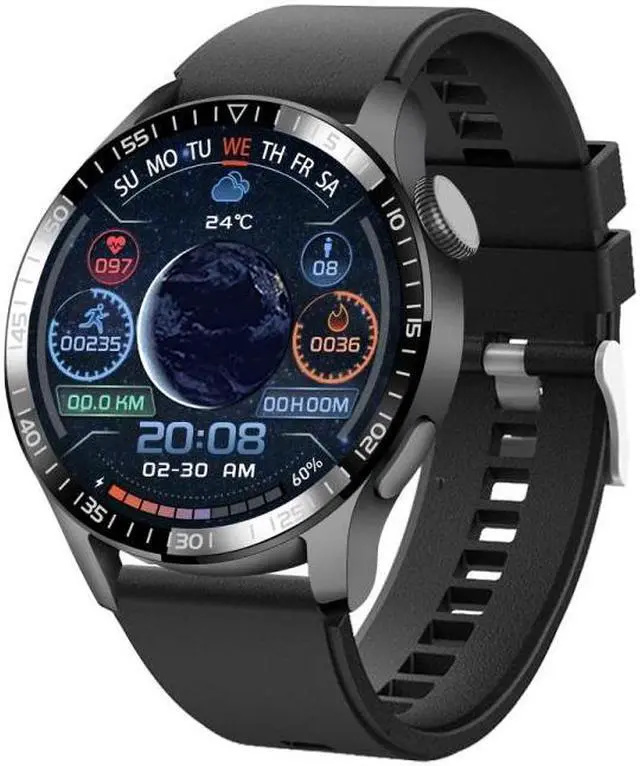 Main image of UM93Pro 1.28 Inch Heart Rate/Blood Oxygen Monitoring Bluetooth Calling Watch With NFC Function (Black Silicone)