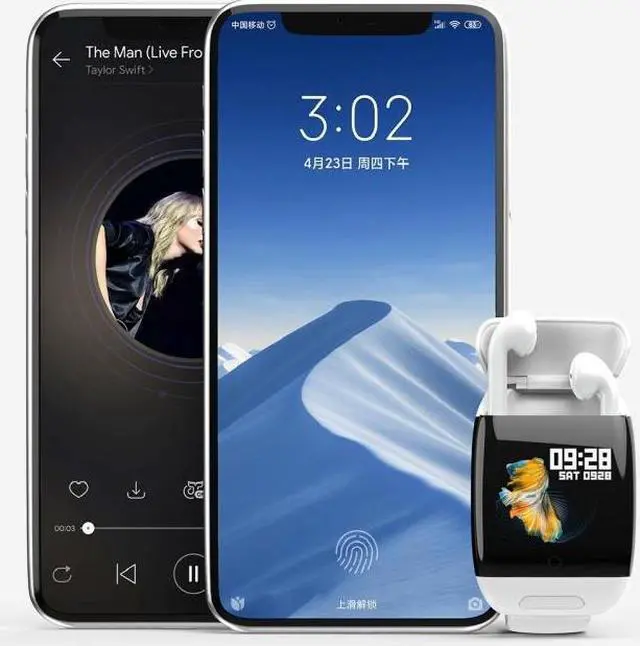 Alt view image 3 of 7 - G36 0.96 inch Color Screen Smart Watch with Bluetooth Headset, Support Call Reminder/Sleep Monitoring/Remote Control Selfie/Blood Oxygen Monitoring/Blood Oxygen Monitoring (White)